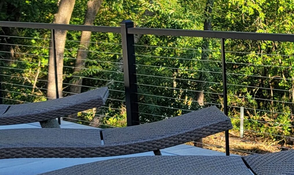 Horizontal Cable Railing Glamour Shot with Pool Chairs